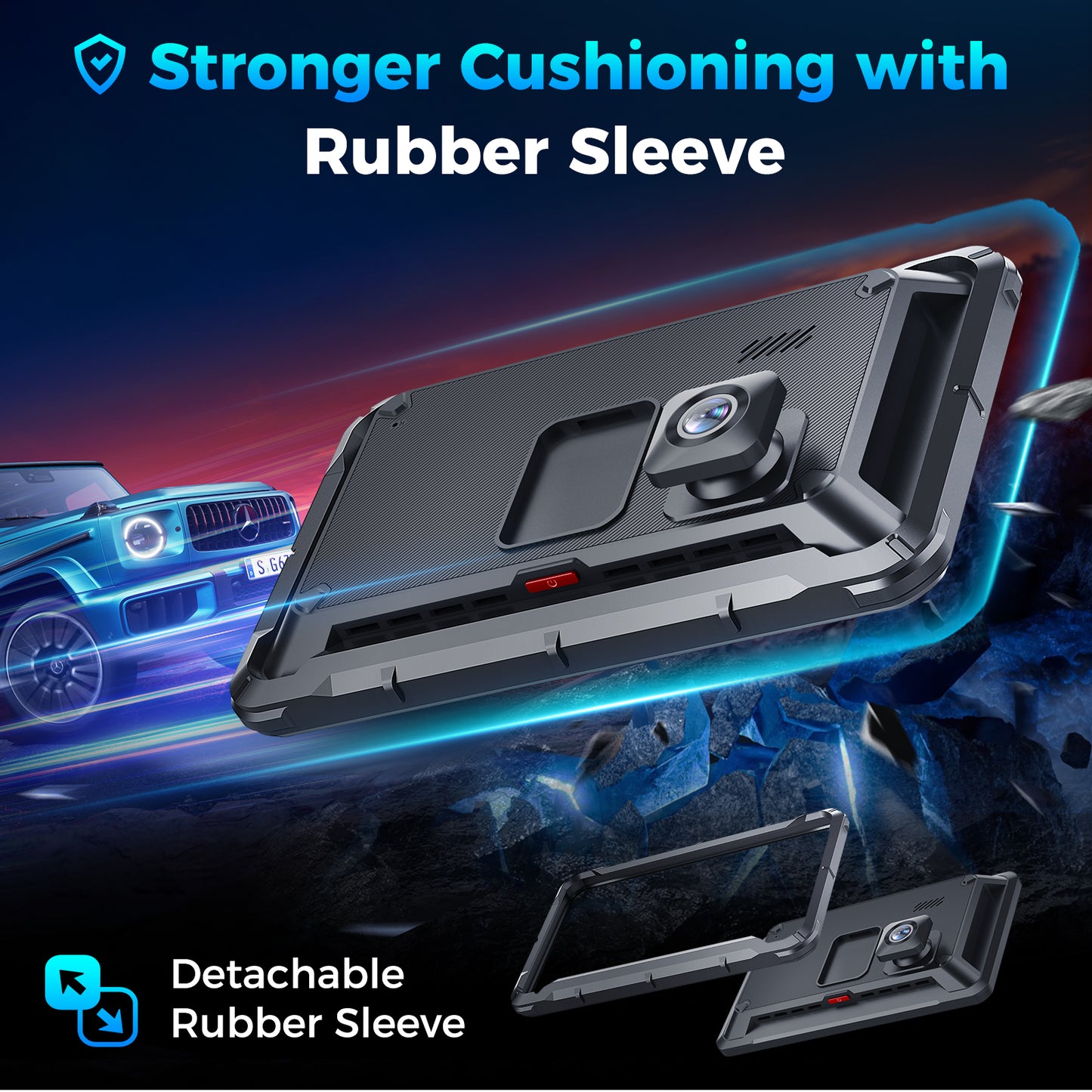 8'' Auto-Dimming Screen, Wireless Portable Carplay Screen with 4K Dash Cam, Android Auto